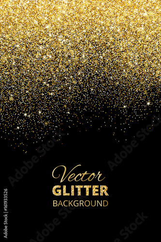 Vector illustration of falling glitter confetti, golden dust. Fe