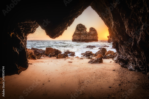 Stunning beach and rock formations in Lagos, Portugal