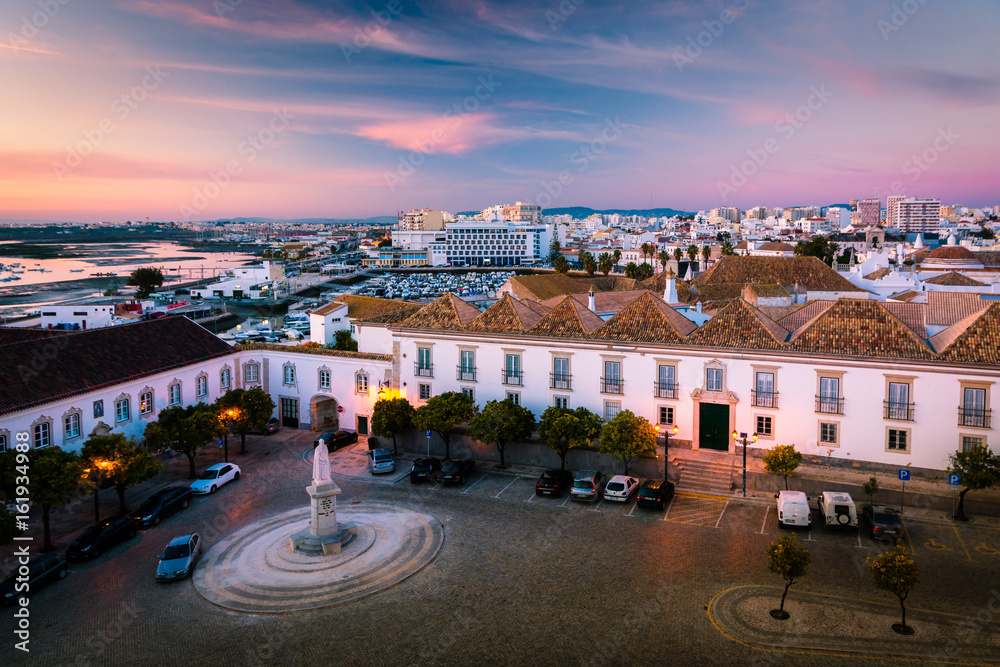 Town of Faro in Portugal on a sunset