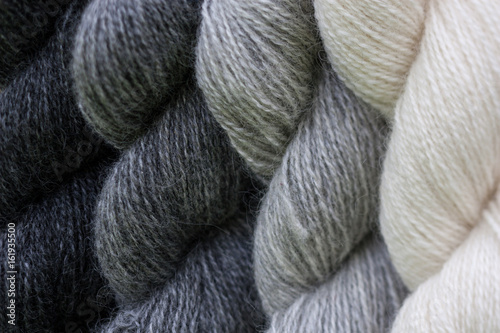 Close up view of wool yarn photo