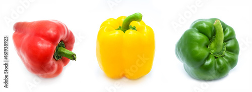 Colors of bell peppers, isolated on a white background