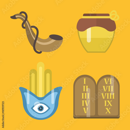Judaism church traditional symbols isolated hanukkah religious synagogue passover hebrew jew vector illustration.