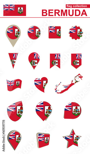 Bermuda Flag Collection. Big set for design.