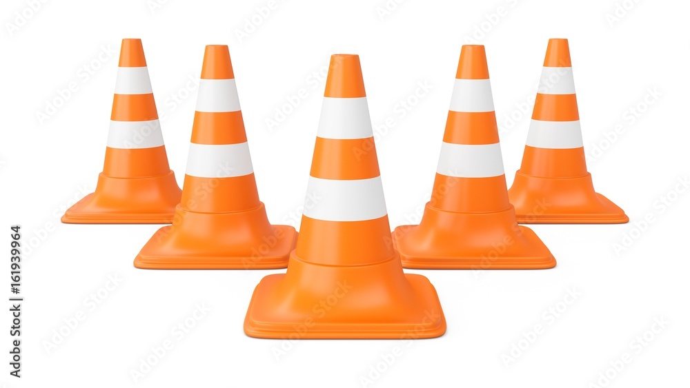 3D rendering traffic cones isolated on white background 3D rendering traffic cones isolated on white background
