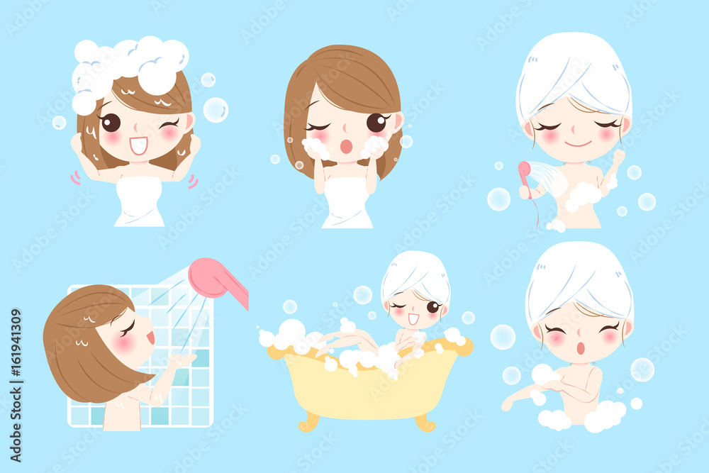 cartoon woman taking bath cartoon woman taking bath