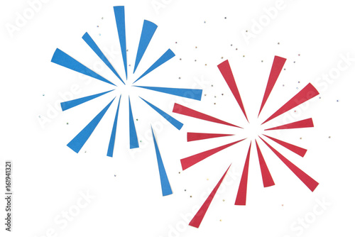 Firework paper cut on white background - isolated (handmade paper cut, not illustration)