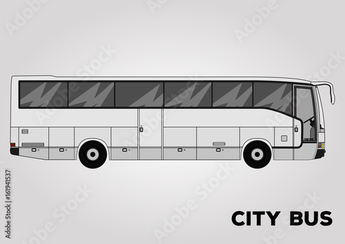 City Bus template isolated on white background. Flat Colors Design