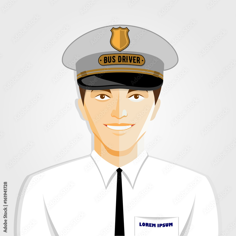 Bus driver, flat design style, isolated on white background Bus driver, flat design style, isolated on white background
