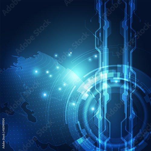 Vector globe on the digital technology background, abstract illustration
