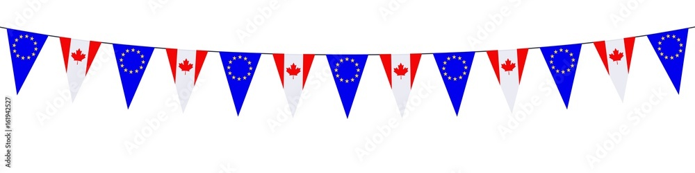 Banner. Garlands, pennants, Europe, Canada Banner. Garlands, pennants, Europe, Canada