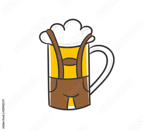 Maß Bier mit Lederhosen beim Oktoberfest