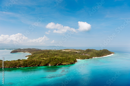 Aerial view of beautiful bay in tropical Islands. Boracay Island, Philippines. Travelling,holiday,vacation concept.