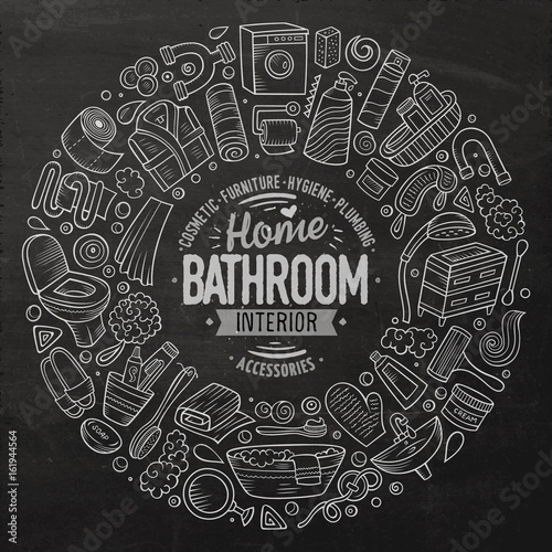 Vector set of Bathroom cartoon doodle objects