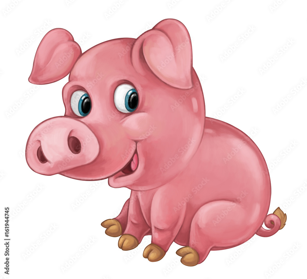 Cartoon happy pig is smiling looking and smiling - artistic style - isolated - illustration for children Cartoon happy pig is smiling looking and smiling - artistic style - isolated - illustration for children