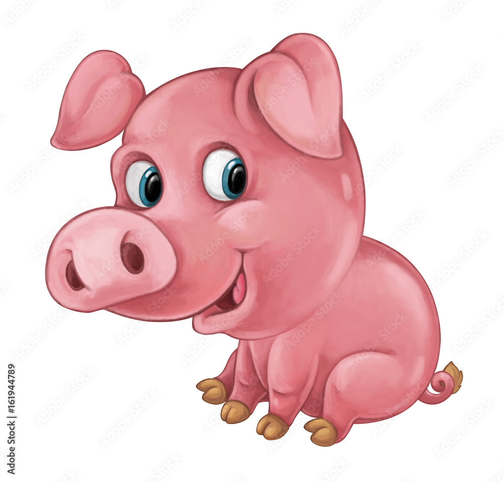 Cartoon happy pig is smiling looking and smiling - artistic style - isolated - illustration for children Cartoon happy pig is smiling looking and smiling - artistic style - isolated - illustration for children