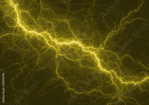 Yellow lightning strike, electrical background