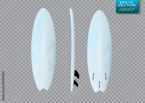 White vector surfing board template: longboard