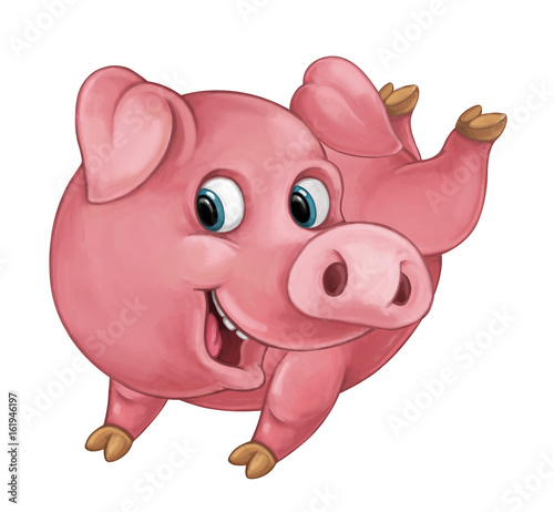 Cartoon happy pig is smiling looking and smiling   artistic style - isolated illustration for children