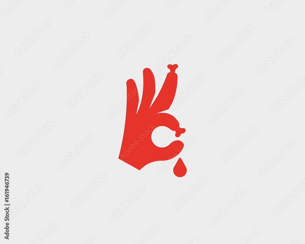 Fototapeta premium Bones fingers vector sign. Hand Ok blood symbol logotype icon. Humor optimism symbol