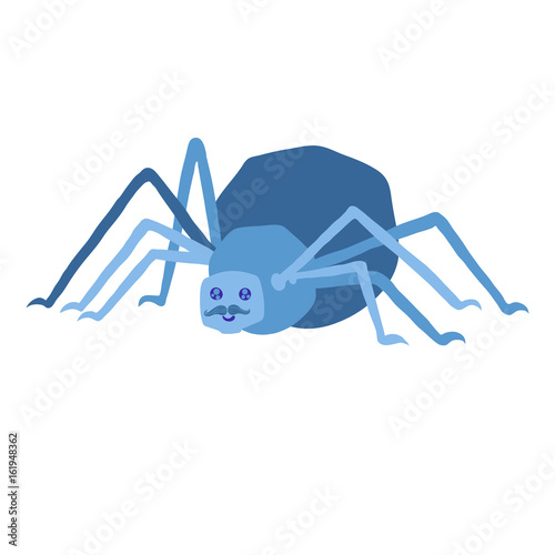 Blue spider with moustache illustration