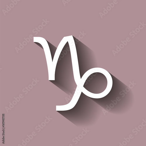 Capricorn zodiac sign. Astrological symbol icon with shadow