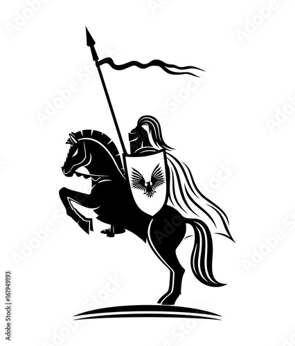 A knight on a horse.