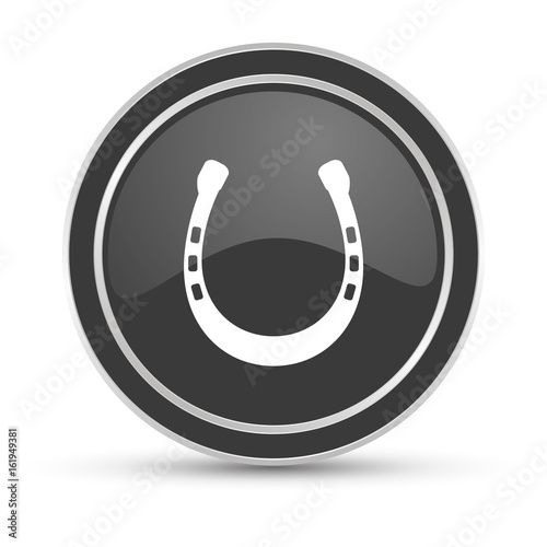 Schwarzer Button - Hufeisen