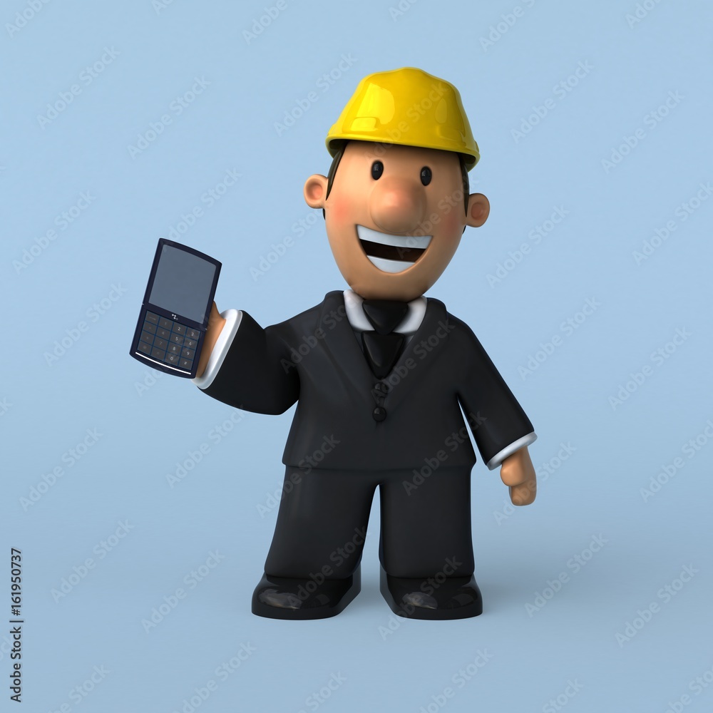 Cartoon architect - 3D Illustration