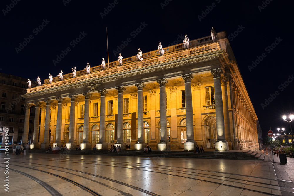The Grand Theatre in Place de Comedie in the city of Bordeaux