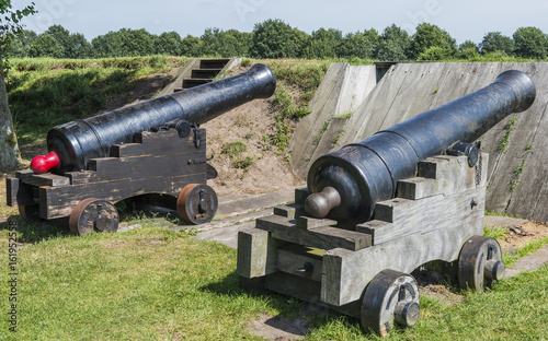 Cannon (two) at fortress Bourtange photo