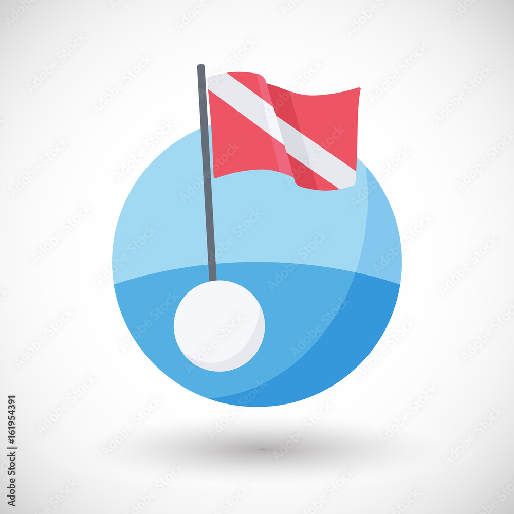 Diving warning flag vector flat icon