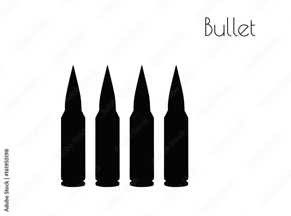 Bullets silhouette on white background Bullets silhouette on white background