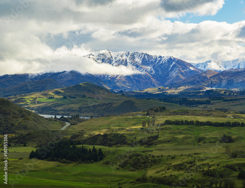 beatiful landscape of agriculture field in queenstown south island new zealand