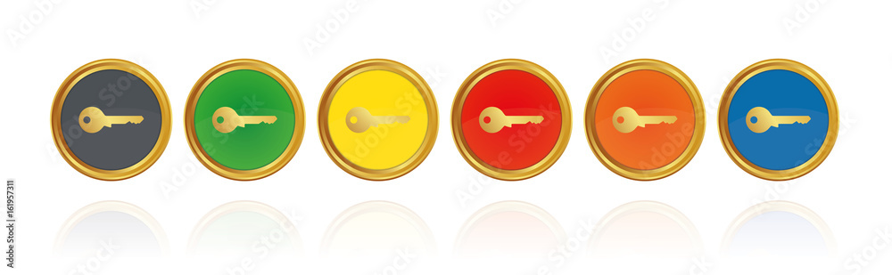 Schlüssel - Passwort - Goldene Buttons Schlüssel - Passwort - Goldene Buttons