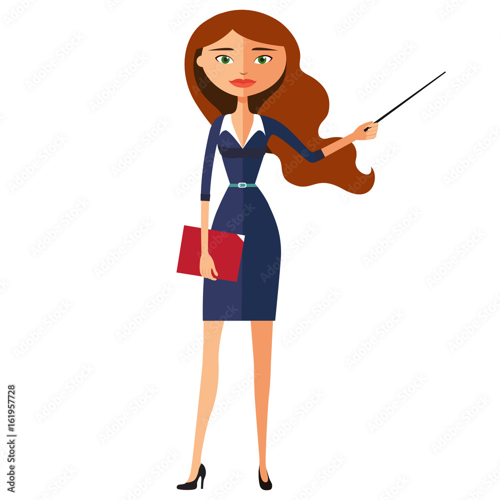 Office carroty worker presenting something woman secretary vector flat cartoon illustration Office carroty worker presenting something woman secretary vector flat cartoon illustration