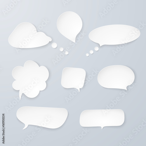 Vector set of white paper speech bubbles. Infographic elements isolated from the background.