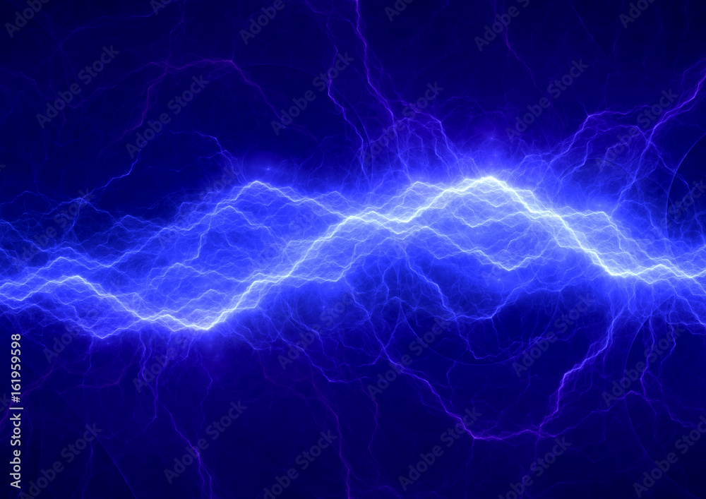 Blue electrical background, abstract lightning
