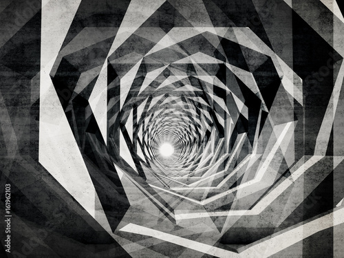 Fototapeta Naklejka Na Ścianę i Meble -  Dark hypnotic tunnel with concrete texture
