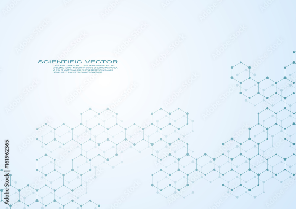 Fototapeta premium Hexagonal structure molecule dna of neurons system, genetic and chemical compounds. Vector illustration.