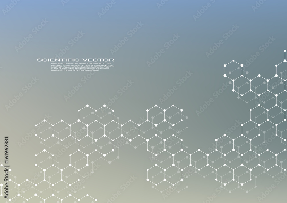Hexagonal structure molecule dna of neurons system, genetic and chemical compounds. Vector illustration. Hexagonal structure molecule dna of neurons system, genetic and chemical compounds. Vector illustration.