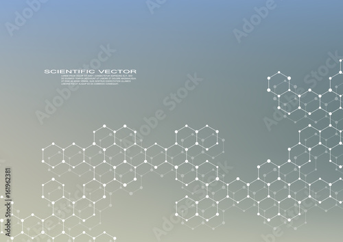 Hexagonal structure molecule dna of neurons system, genetic and chemical compounds. Vector illustration.