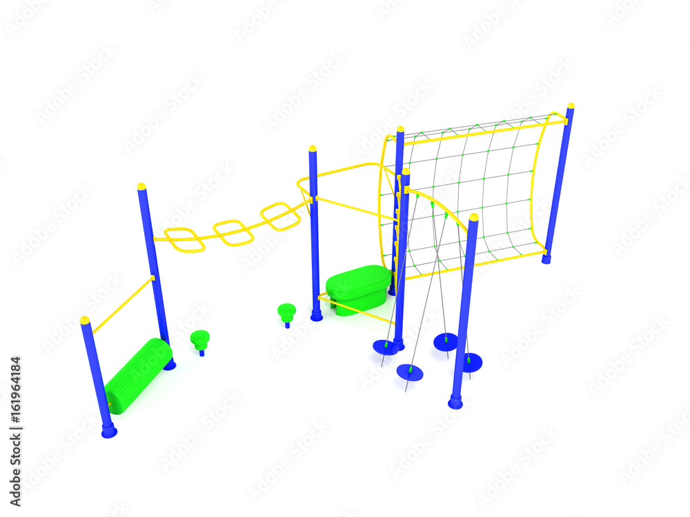 Playground blue yellow 3d render on white background Playground blue yellow 3d render on white background