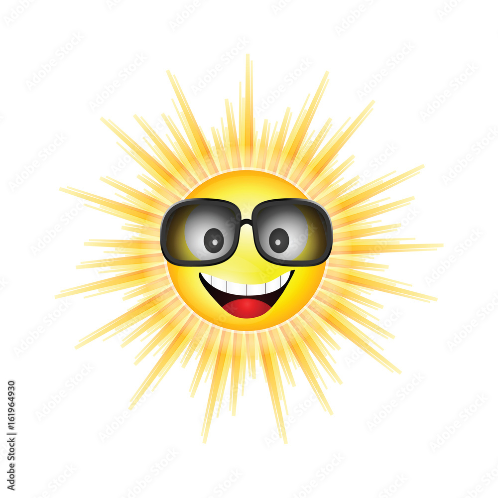 sun face with sunglasses vector illustration