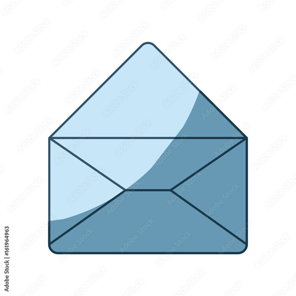 blue shading silhouette of envelope mail opened in closeup vector illustration blue shading silhouette of envelope mail opened in closeup vector illustration