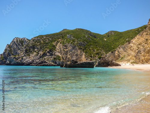 Beautiful beach "Praia da Ribeira do Cavalo" in Sesimbra, Portugal.