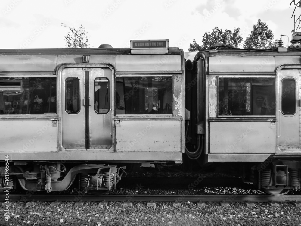 Fototapeta premium Train in black and white - Lisbon, Portugal