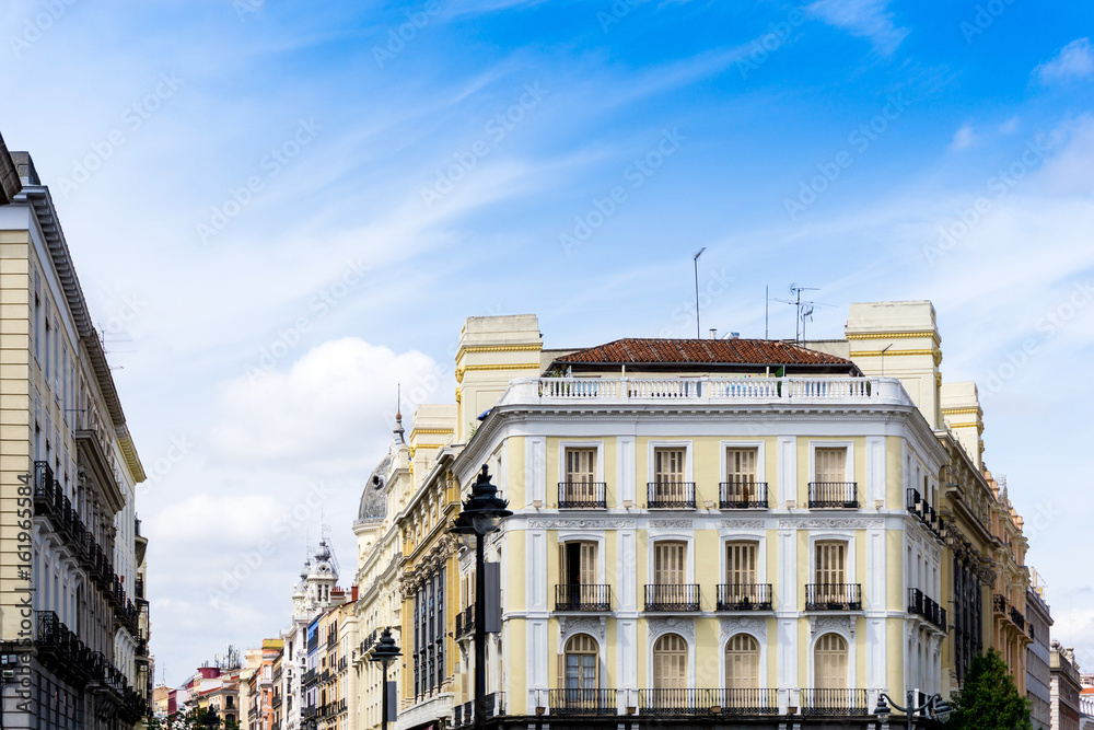 Traditional antique city building in Madrid