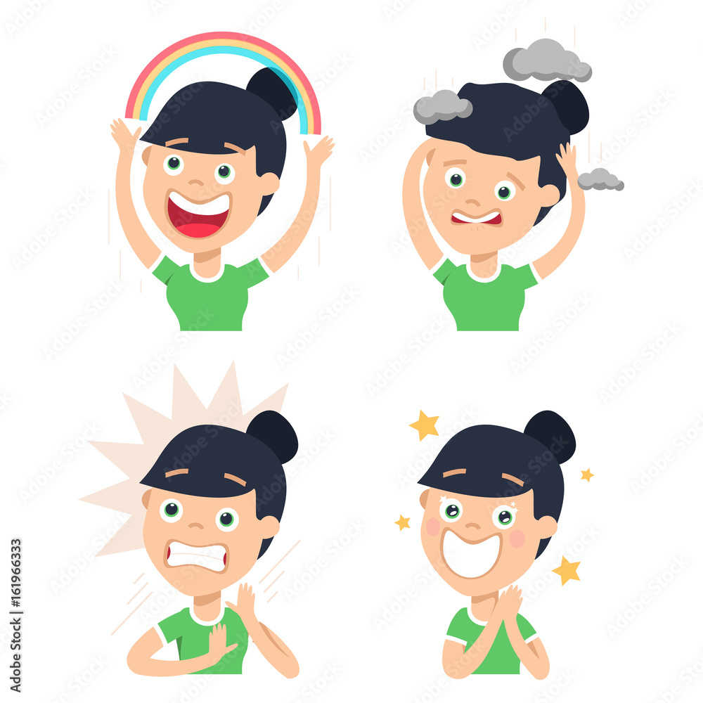 A housewife has various facial expressions A housewife has various facial expressions