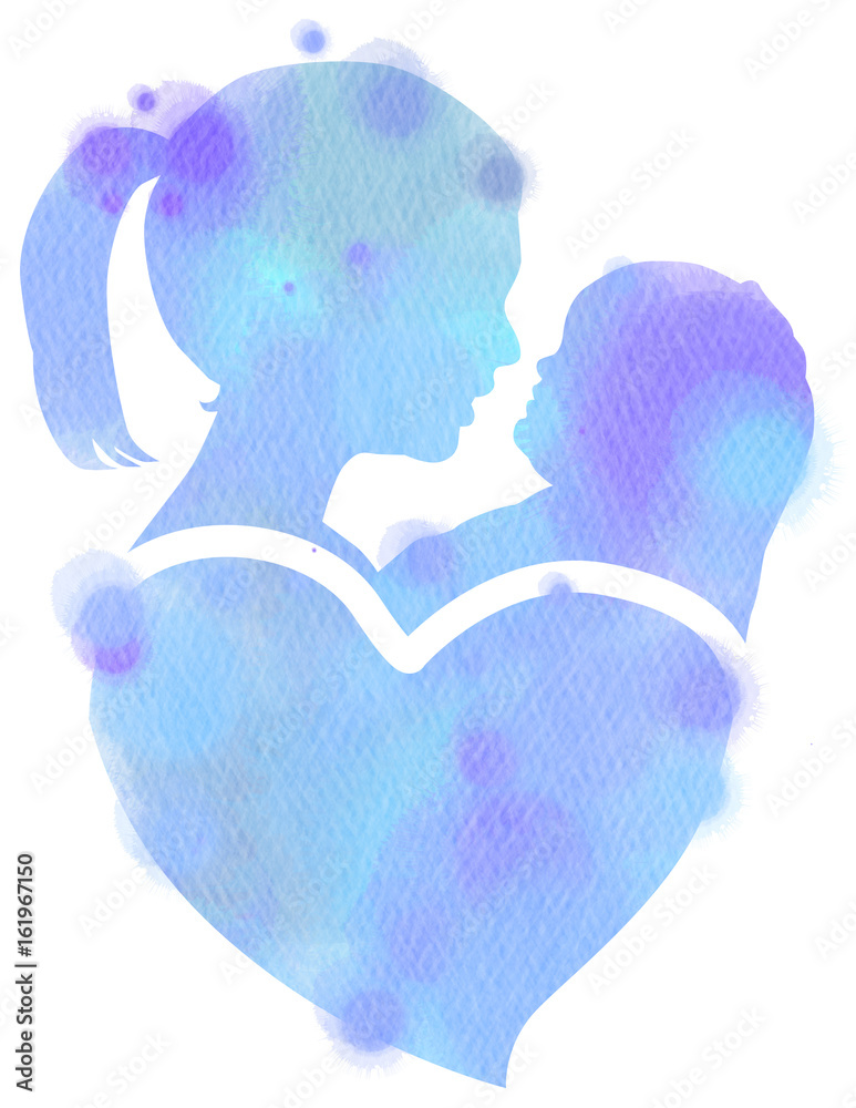 Double exposure illustration. Side view of mother holding adorable ...