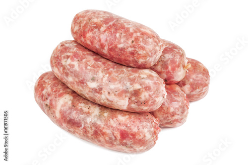 raw italian sausage on white
